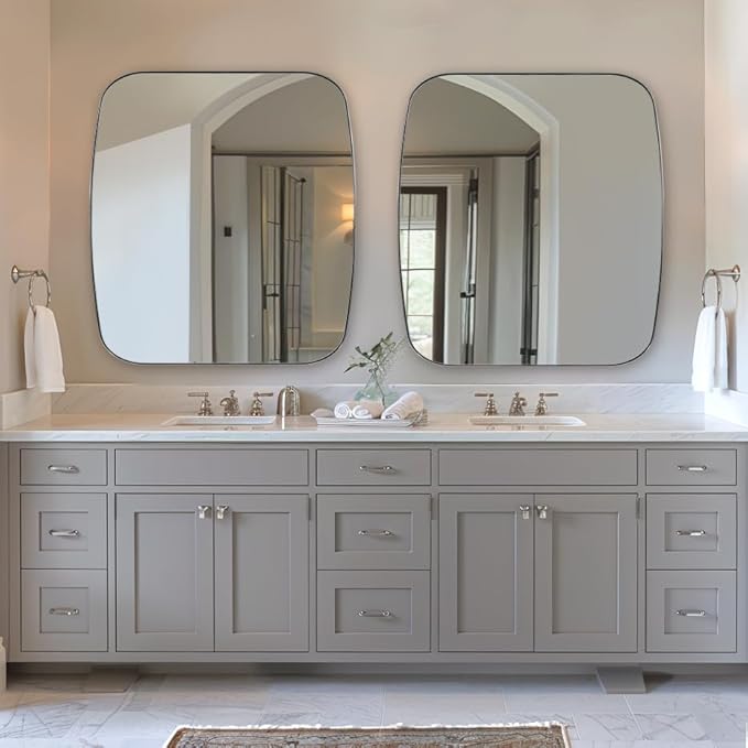 ANDY STAR Chrome Oblong Mirror, 36x40 Inch Polished Chrome Oval Mirror - Image 4