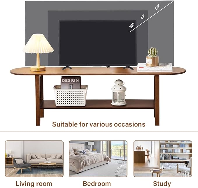 Tiita TV Stand with Storage for TVs up to 65'', Bamboo TV Console Entertainment - Image 4
