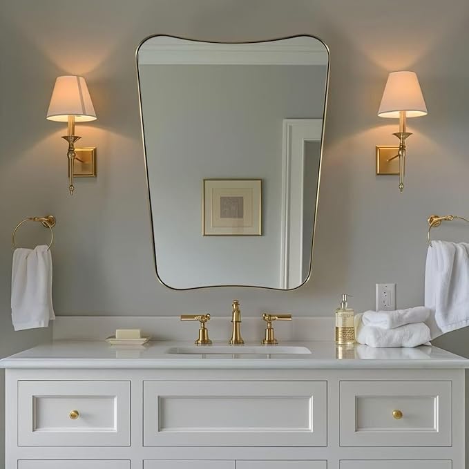 ANDY STAR 24x32 Inch Gold Mirror, Bathroom Vanity Mirror, Antique Brass by ANDYSTAR