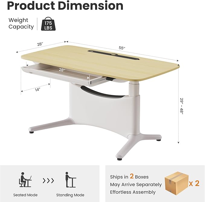 COLAMY Electric Adjustable Standing Desk – 48 x 28 Inch Sit Stand Desk - Image 2