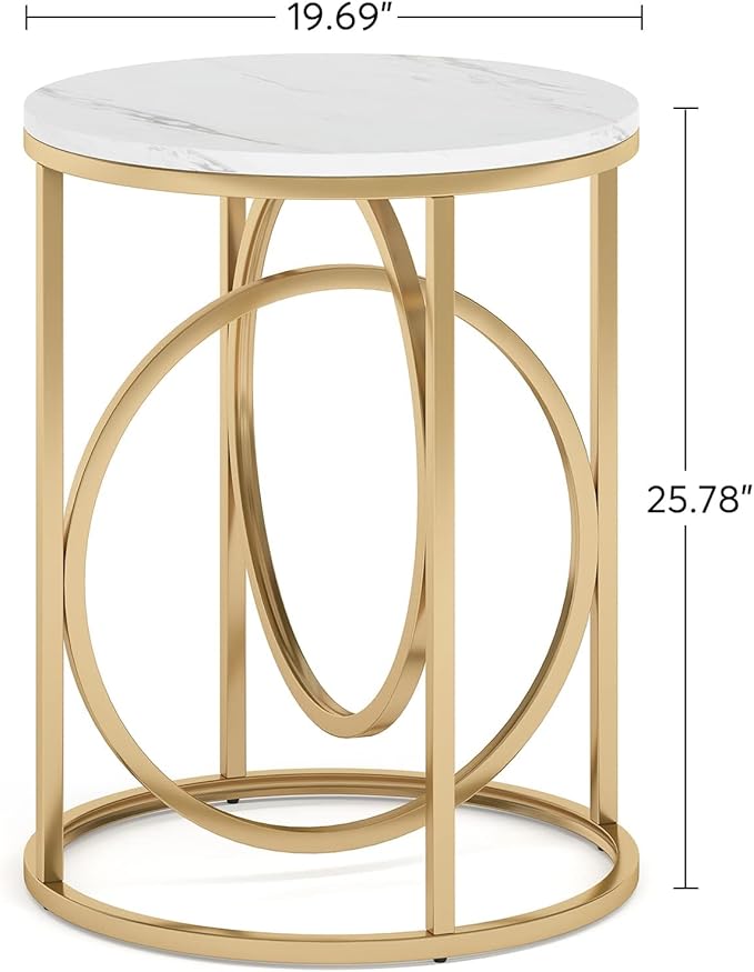 Tribesigns Round End Table for Living Room, Modern Marble Side Table - Image 3