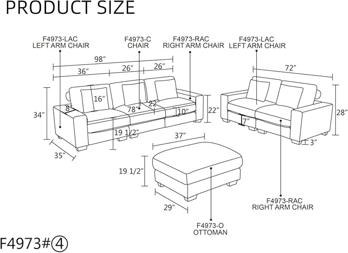 Sectional Couches for Living Room, Stylish Sectional Loveseat Sofa - Image 2