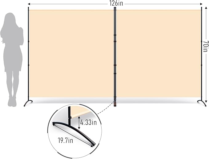Room Divider 126''W x 71''H Large 2 Panel Privacy Screen - Image 2