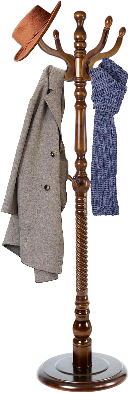 73 in Wood Coat Rack, Coat Rack Freestanding - Image 7