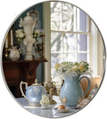 ANDY STAR 30" Round Brushed Nickel Bathroom Mirror by ANDYSTAR