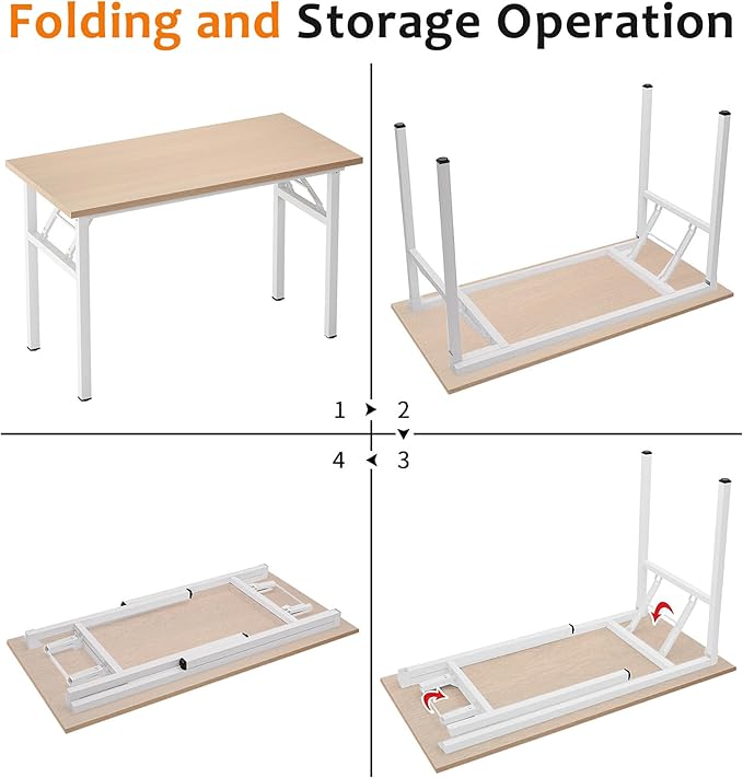 Need Folding Desk for Home Office 39-3/8'' Length Modern Folding Table Computer - Image 9