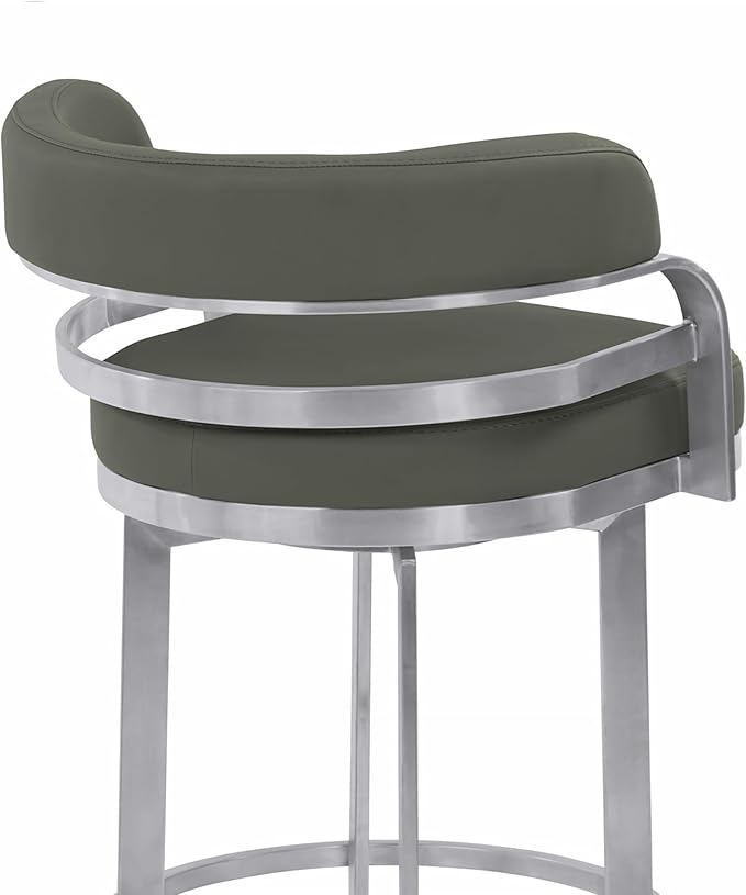Armen Living Prinz 30" Bar Height Swivel Barstool in Grey Faux Leather and - Image 7