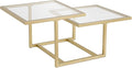 Henn&Hart 43" Wide Square Coffee Table in Brass, Modern coffee tables by HennHart