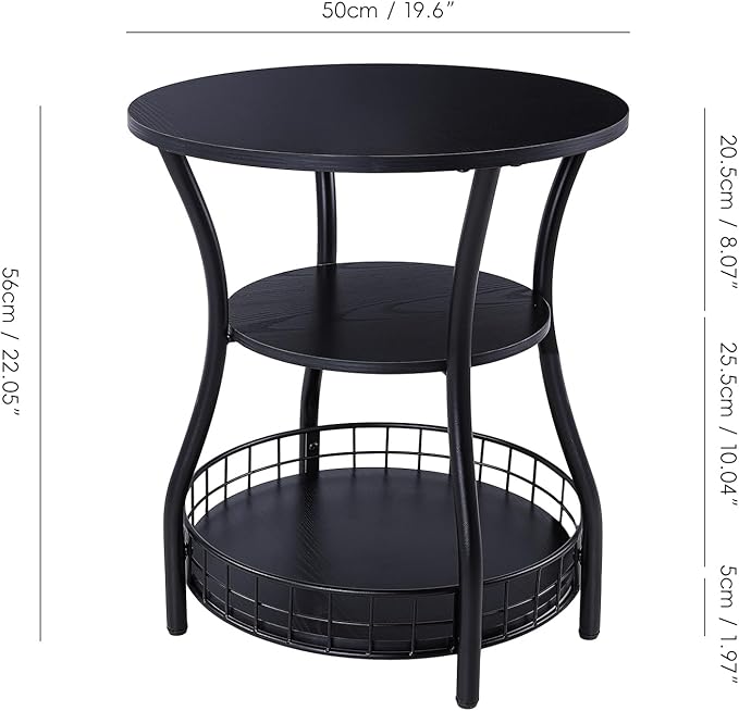 Round Side Table, 3-Tier Accent End Table - Image 3