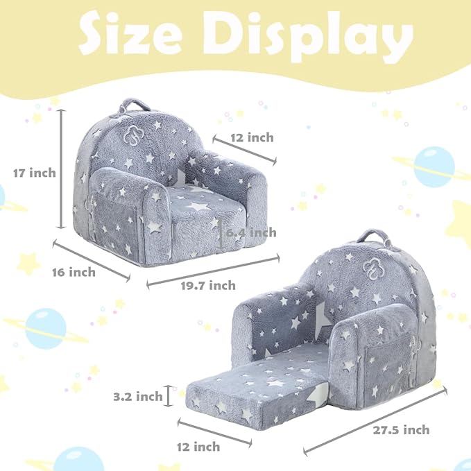 Toddler Chair Comfy, Toddler Couch Fold Out, 2-in-1 Kids Chair, Flip Out Kids - Image 3