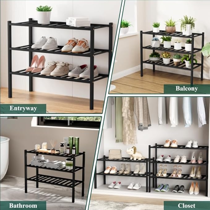 Smiry Shoe Rack, 5 Tier Bamboo Shoe Organizer, Stackable Free Standing Wooden - Image 7