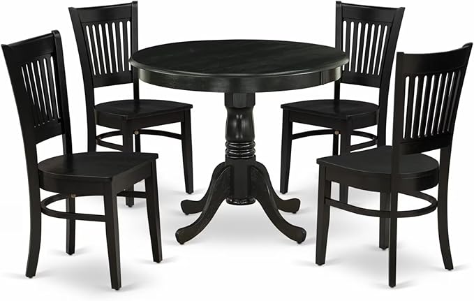 East West Furniture ANVA5-BLK-W 5 Piece Modern Dining Table Set Includes a by EastWestFurniture