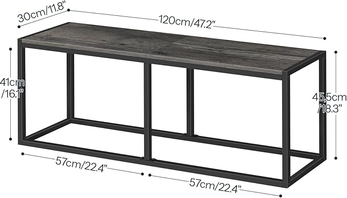 HOOBRO Dining Bench, 47.2 Inch Industrial Style Kitchen Table Bench, Steel Frame - Image 3