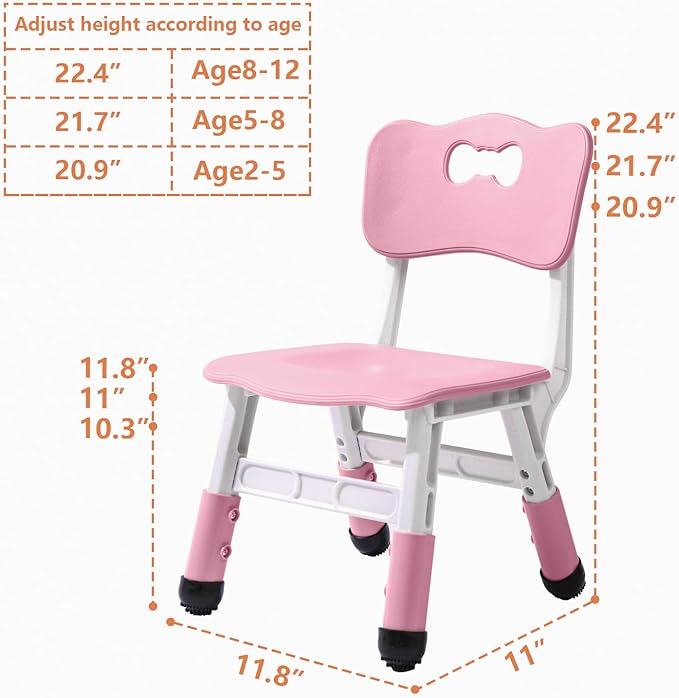 4 Piece Kids Chair Set 3 Levels Adjustable Stackable Kids Chairs Ideal - Image 2