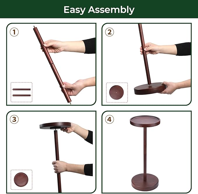 Solid Acacia Wood Pedestal End Table - Image 3