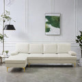 L Shape Sofa with Chaise, 4 Seat Living Room Sofa Set with Golden Wooden Leg by FONTOI