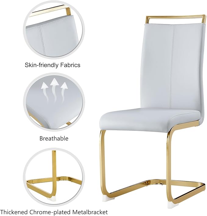 Modern Dining Chairs Set of 4, High Back Kitchen Chairs, Faux Leather Side Chair - Image 5
