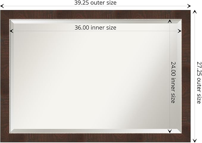 Amanti Art Brown Wall Mirror 27x39 Wildwood Brown Narrow Rectangle Bathroom - Image 4
