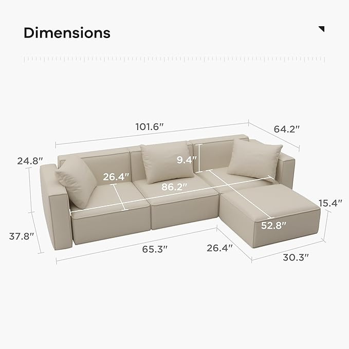 Acanva Luxury Modular Sectional Living Room Sofa Set, Modern Minimalist Style - Image 2