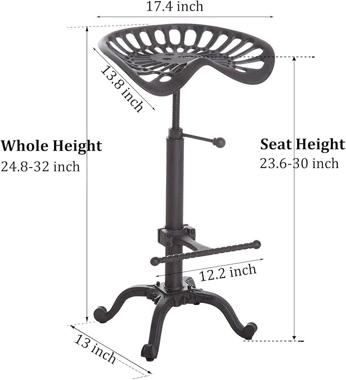 LOKKHAN Tractor Seat Bar Stool-Rustic Industrial Bar Stool-Farmhouse Cast Iron - Image 3