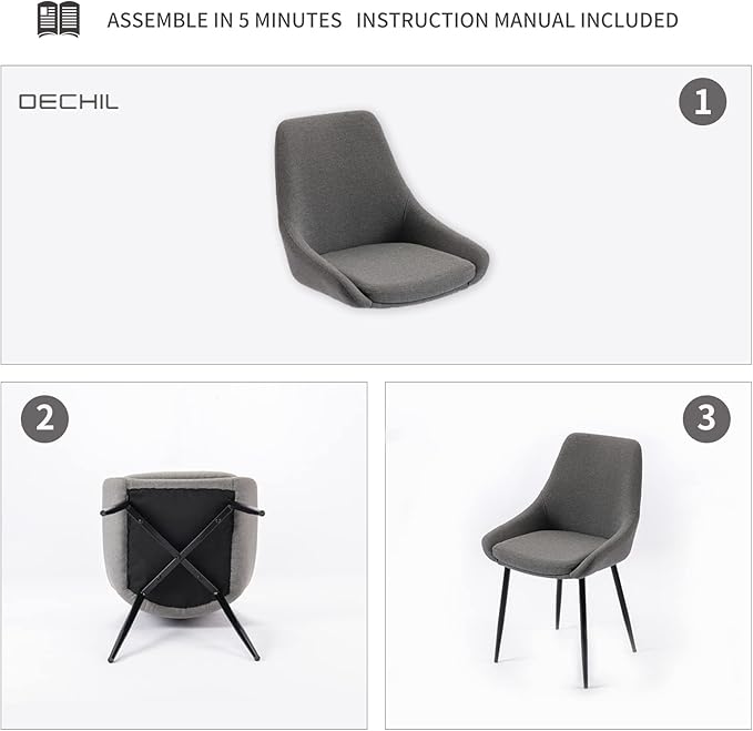Modern Dining Chairs Set of 2, Shell Upholstered Chair - Image 8