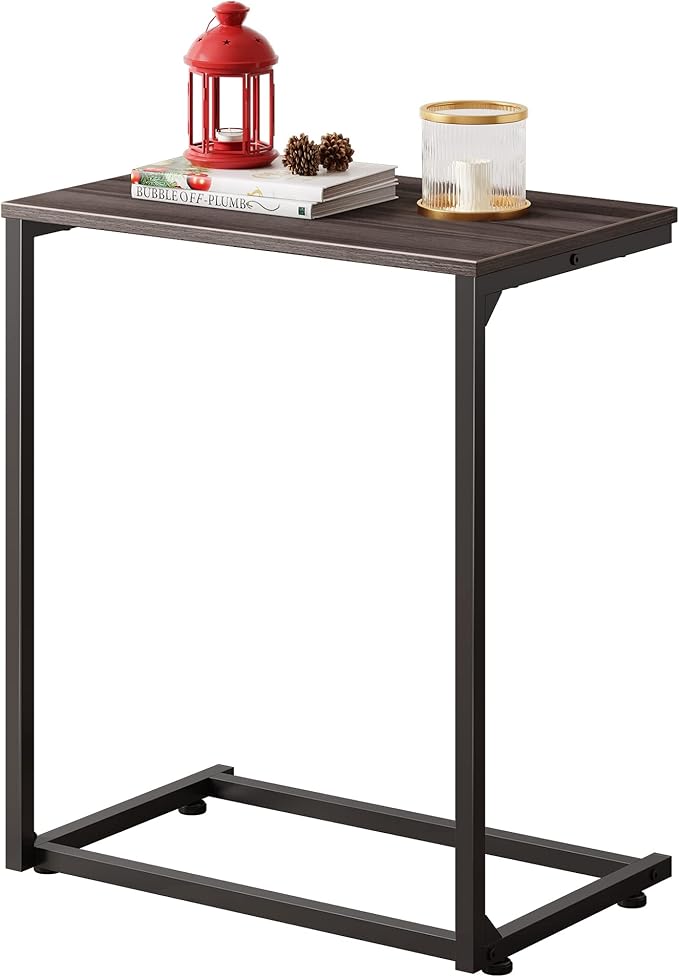 WLIVE C Shaped End Table, Small Couch Side Table by WLIVE