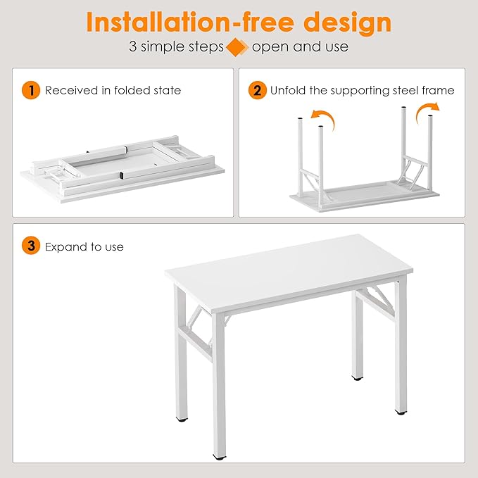 Need 39.4 inch Computer Desk for Small Space Small Folding Table Small Writing - Image 4