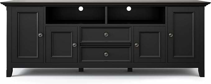 SIMPLIHOME Amherst 72-inch Wide Solid Wood TV Stand in Black, - Image 5