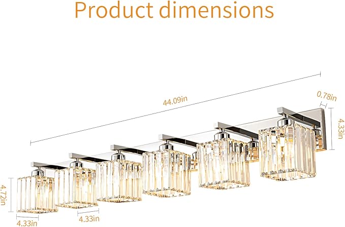 Modern 6-Light Chrome Crystal Bathroom Vanity Light Fixtures - Image 5