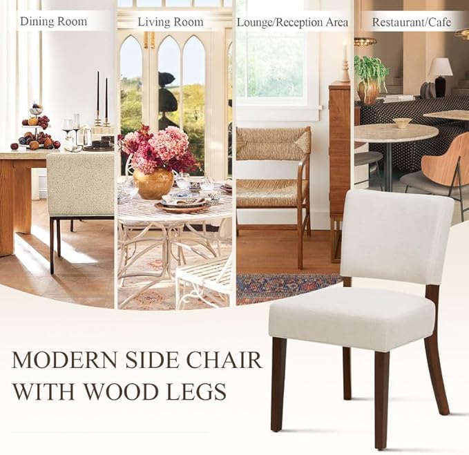 COLAMY Mid Century Modern Dining Chairs Set of 4, Upholstered Kitchen Chairs - Image 6