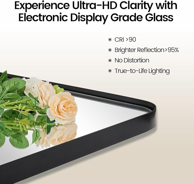 MOON MIRROR Matte Black Rounded Rectangle Pivot Mirror - Image 4