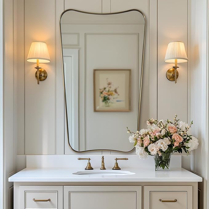 ANDY STAR 24x40 Inch Mirror, Brushed Gold Bathroom Mirror by ANDYSTAR