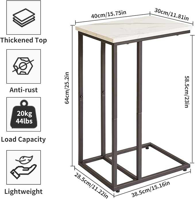 Side Table Small End Table C Shaped, Slide Under Laptop Desk - Image 3