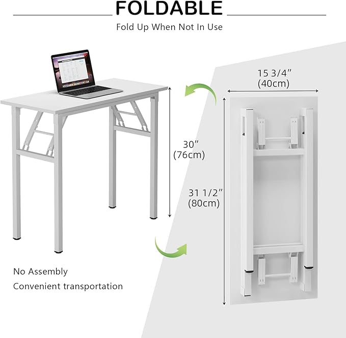 Need Small Desk 31 1/2" No Assembly Foldable Writing Table, Sturdy and Heavy - Image 2