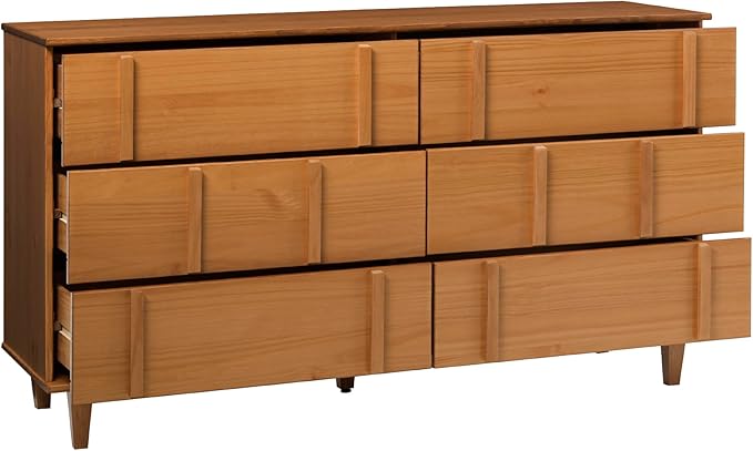 Walker Edison Contemporary Detailed 6-Drawer Solid Wood Dresser, 60 Inch - Image 4