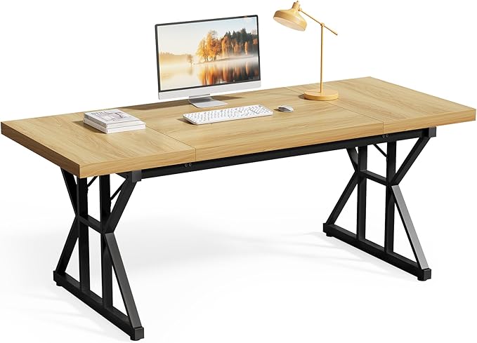 LITTLE TREE 70.8-Inch Large Executive Desk, Modern Computer Office Desk by LITTLETREE