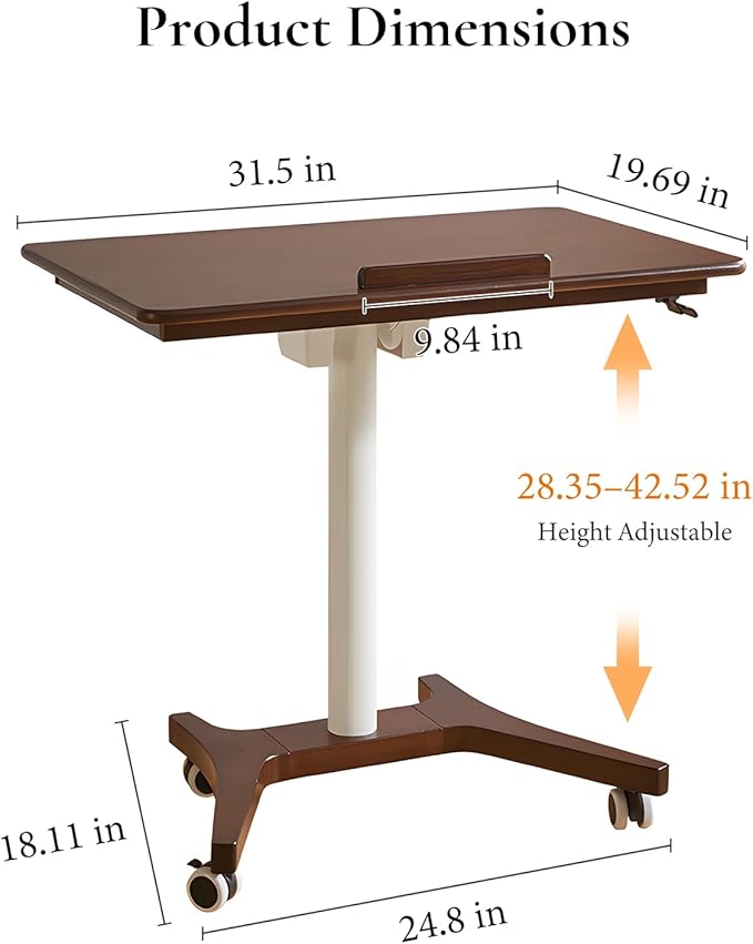 Adjustable Computer Desk, Solid Wood Folding Desk - Image 2