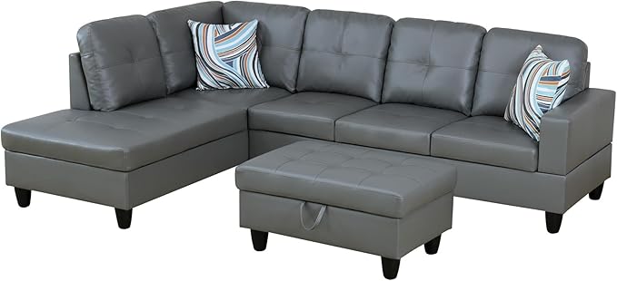 Osparple L Shaped Couch PU Leather Sectional Couches - Image 4