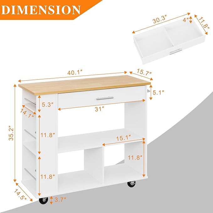 Shintenchi Kitchen Island on Wheels - Image 3