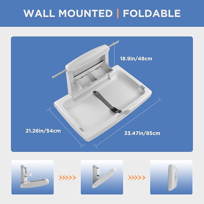 Commercial Baby Changing Station, Wall Mounted Horizontal Baby Changing Table - Image 3