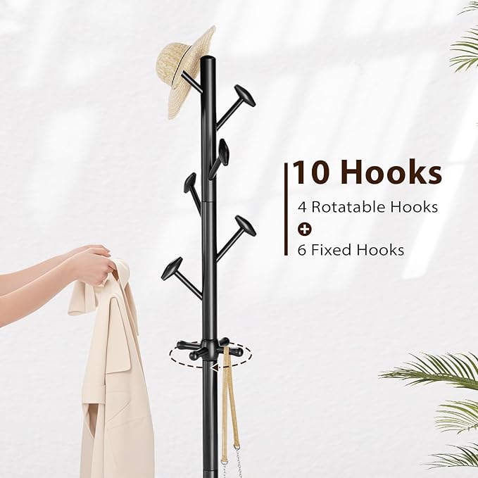 Solid Wood Coat Rack Freestanding Coat Tree - Image 2