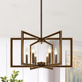 25" Modern Brown Chandelier for Dining Room, Geometric Brown Dining Room Light by BringBrightnesstoYourLife