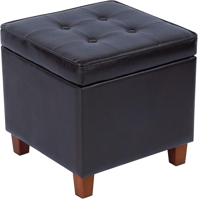 HomePop Leatherette Tufted Square Storage Ottoman - Image 7
