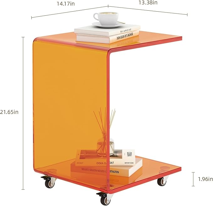 Modern C-Shaped End Table, Small Side Table, Acrylic Nightstand - Image 2