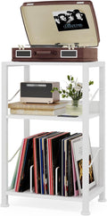 Hosfais 3 Tier Record Player Stand, Retro Vinyl Record Storage End Table by HosfaisHome