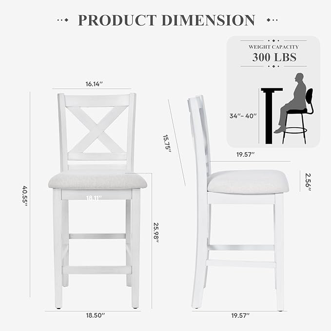 Upholstered Counter Height Bar Stools Set of 2, Modern Kitchen Island Barstools - Image 7