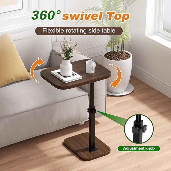 Adjustable Side Table TV Tray, C Shaped End Table, Small Bedside Table - Image 4