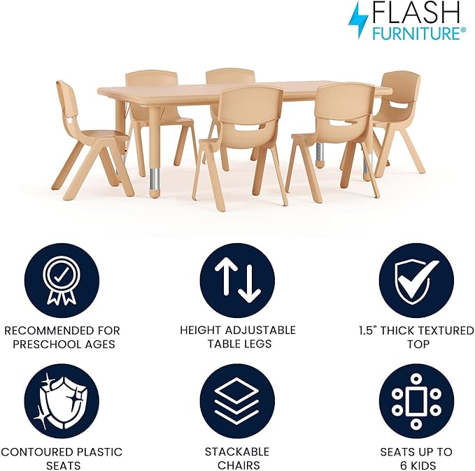 Flash Furniture Adjustable Classroom Activity Table - Image 3