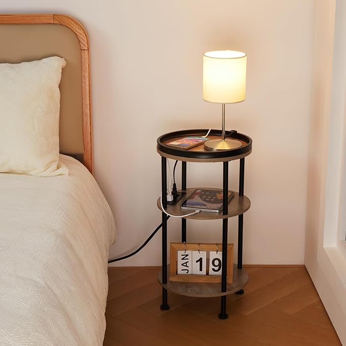 Small Round Side Table with Charging Station - Image 5