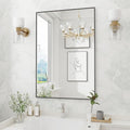 Koonmi Black Rectangle Wall Mirror, 24x32 Inch Bathroom Mirror, Aluminum Frame by KOONMI
